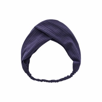 Темно-синя хвиляста пов'язка на голову з м'якої та еластичної тканини F0029 фото