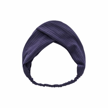 Темно-синя хвиляста пов'язка на голову з м'якої та еластичної тканини F0029 фото
