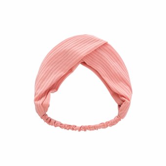 Рожева хвиляста пов'язка на голову з м'якої та еластичної тканини F0031 фото