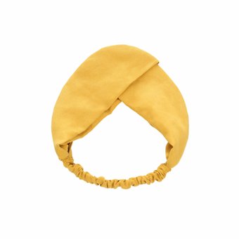 Жовта пов'язка на голову з м'якої та еластичної тканини F0024 фото