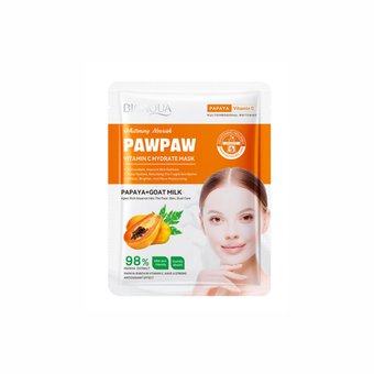 Тканинна маска для обличчя з екстрактом папаї та молока Bioaqua Pawpaw Vitamin C Hydrate Mask NO.BQY91860 фото