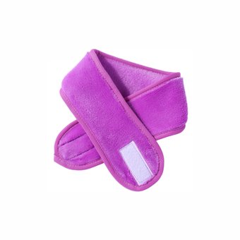Фіолетова махрова пов'язка для волосся на липучці G0011 фото