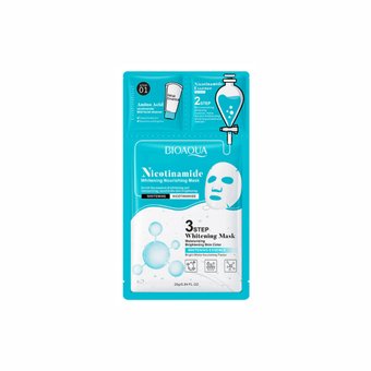 Три етапна тканинна маска для обличчя з нікотинамідом Bioaqua Nicotinamide Whitening Nourishing Mask NO.BQY62081 фото