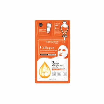 Три етапна тканинна маска для обличчя з колагеном Bioaqua Collagen Nourishing Rejuvenating Mask NO.BQY62210 фото
