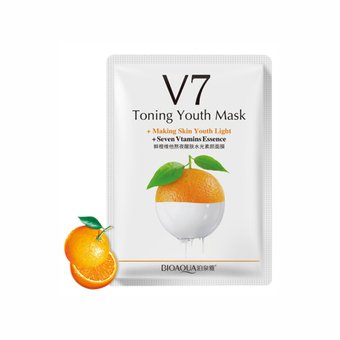 Вітамінна маска з екстрактом апельсина Bioaqua Toning Youth Mask V7 Orange NO.BQY9255 фото