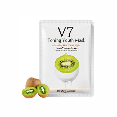 Зволожувальна тканинна маска з екстрактом ківі Bioaqua Toning Youth Mask V7 Kiwi NO.BQY9262 фото